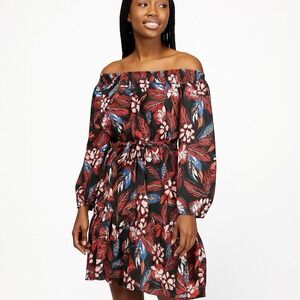 Preppy Girl‎ Palm Beach Cotton Floral Tropical Off The Shoulder Dress Sz XS/S